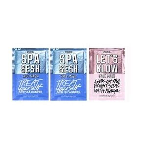 Victoria Secret Set Lot of 3 Pink Face Mask Lets Glow Spa Sesh NEW Fresh